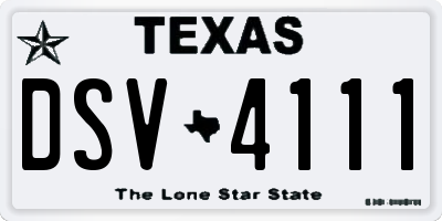 TX license plate DSV4111