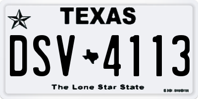 TX license plate DSV4113