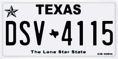 TX license plate DSV4115