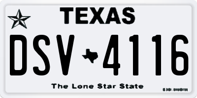 TX license plate DSV4116