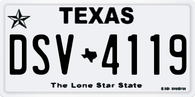 TX license plate DSV4119