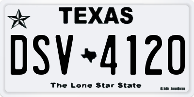 TX license plate DSV4120
