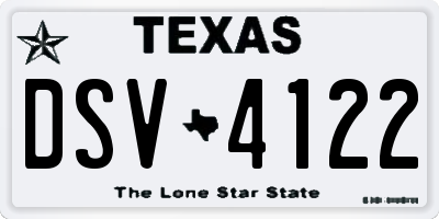 TX license plate DSV4122