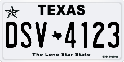 TX license plate DSV4123