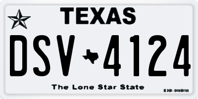 TX license plate DSV4124