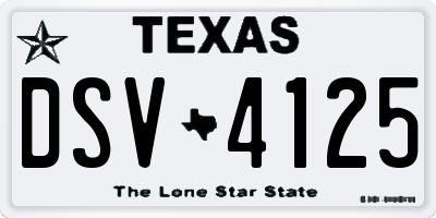 TX license plate DSV4125