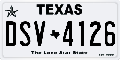 TX license plate DSV4126