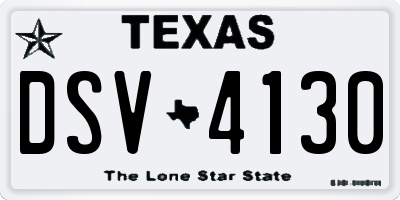 TX license plate DSV4130