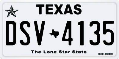 TX license plate DSV4135