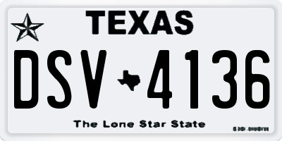 TX license plate DSV4136