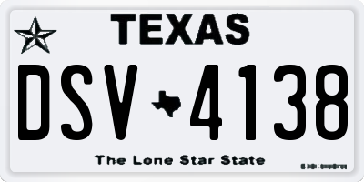 TX license plate DSV4138