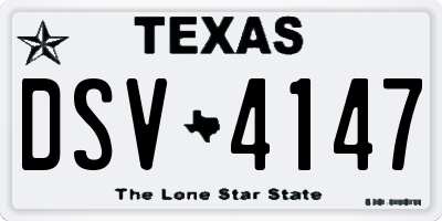 TX license plate DSV4147