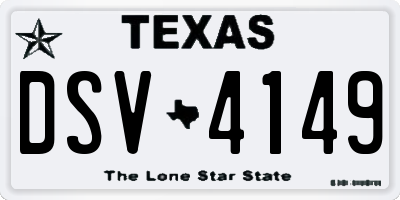 TX license plate DSV4149
