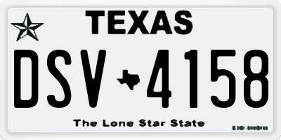 TX license plate DSV4158