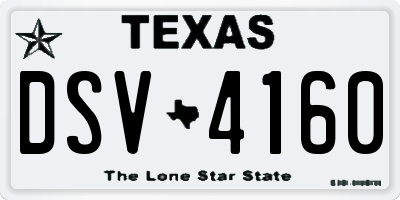 TX license plate DSV4160