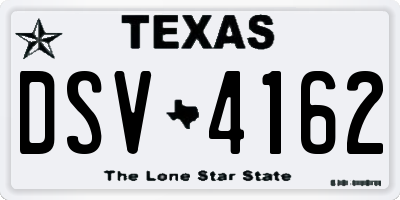 TX license plate DSV4162