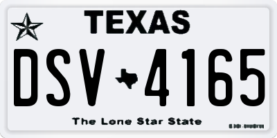 TX license plate DSV4165