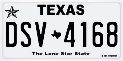 TX license plate DSV4168