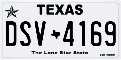 TX license plate DSV4169
