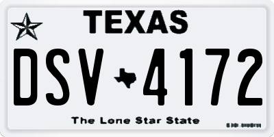 TX license plate DSV4172