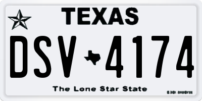 TX license plate DSV4174