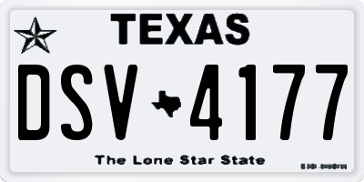 TX license plate DSV4177