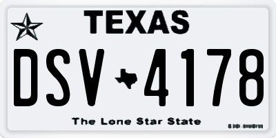 TX license plate DSV4178