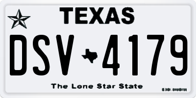 TX license plate DSV4179