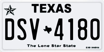 TX license plate DSV4180