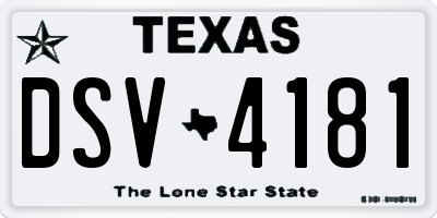TX license plate DSV4181