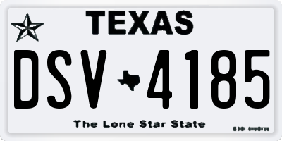 TX license plate DSV4185