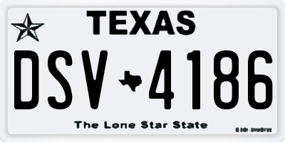 TX license plate DSV4186