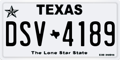 TX license plate DSV4189