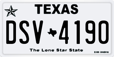 TX license plate DSV4190