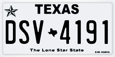 TX license plate DSV4191