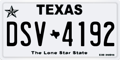 TX license plate DSV4192