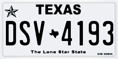 TX license plate DSV4193
