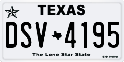 TX license plate DSV4195