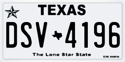TX license plate DSV4196