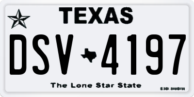 TX license plate DSV4197