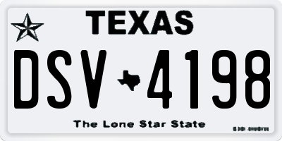 TX license plate DSV4198