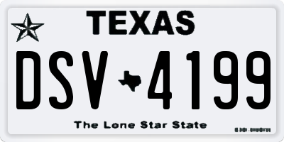TX license plate DSV4199
