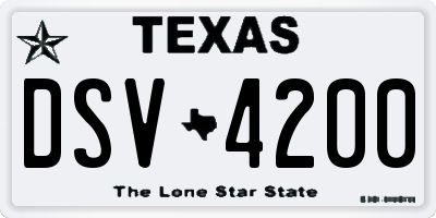 TX license plate DSV4200