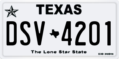 TX license plate DSV4201