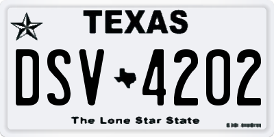 TX license plate DSV4202