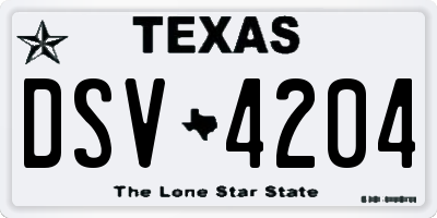 TX license plate DSV4204