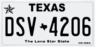 TX license plate DSV4206