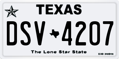 TX license plate DSV4207