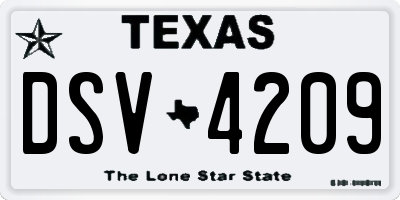 TX license plate DSV4209