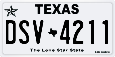 TX license plate DSV4211